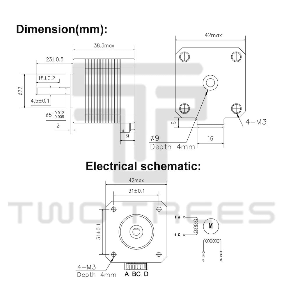 NEMA 17 0.9-Degree Stepper Motor