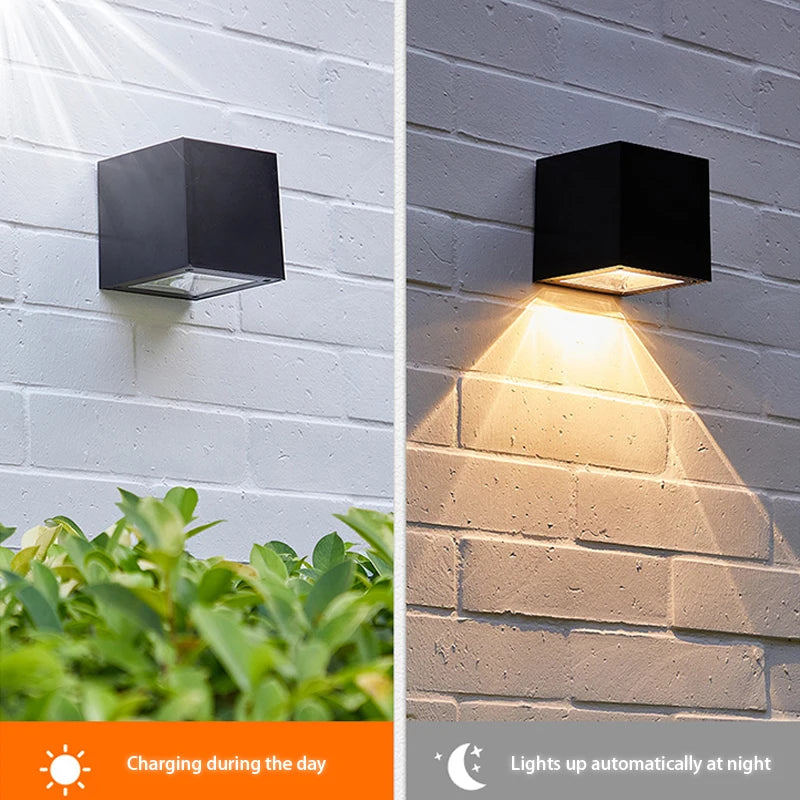 Solar Wall Light with Light Sensor, IP65, Warm White or RGB