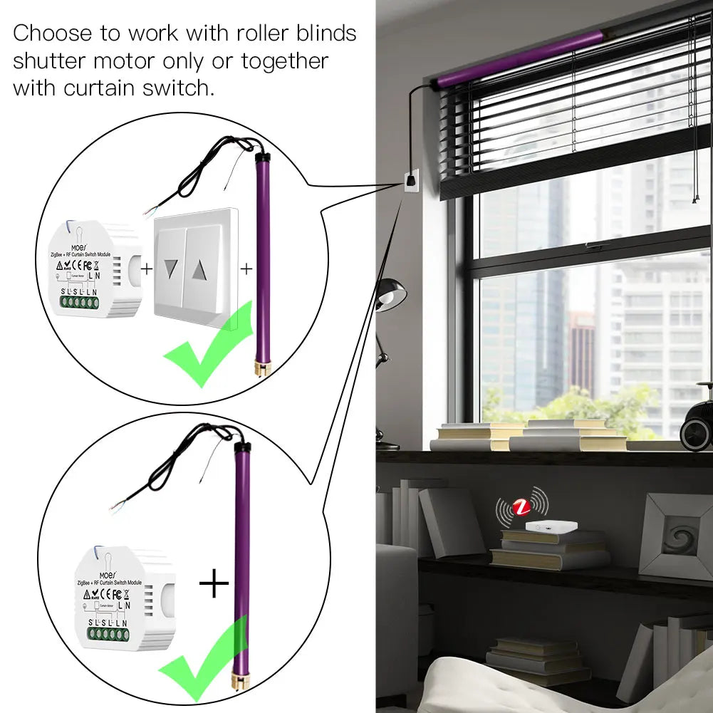 MOES ZigBee 3.0 Smart Curtain Switch Module Motorized Roller Shutter Blinds Motor Tuya Smart Life Alexa Echo Google Home