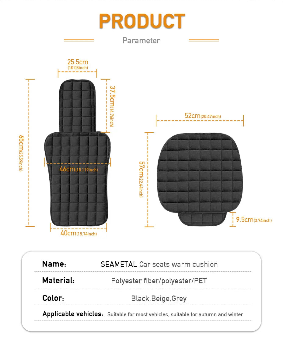 SEAMETAL Plush Car Seat Cover Soft Vehicle Seat Cushion with Backrest Pad Anti Scratch Chair Protector Universal for Sedan Suv