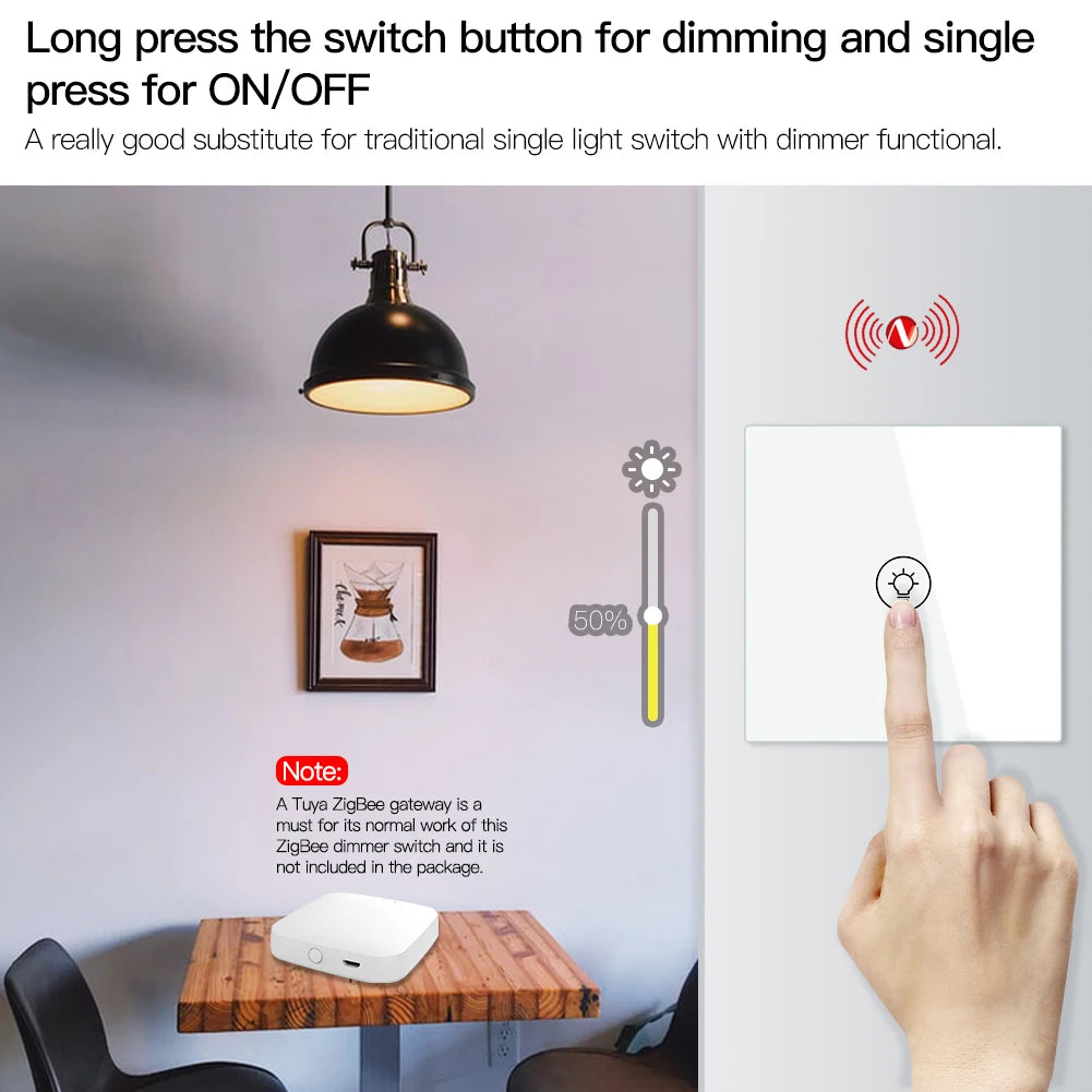 MOES Smart Dimmer Switch ZigBee Tuya, 1/2/3 Gang Control, Alexa Google Home Compatible, APP Remote Dimming