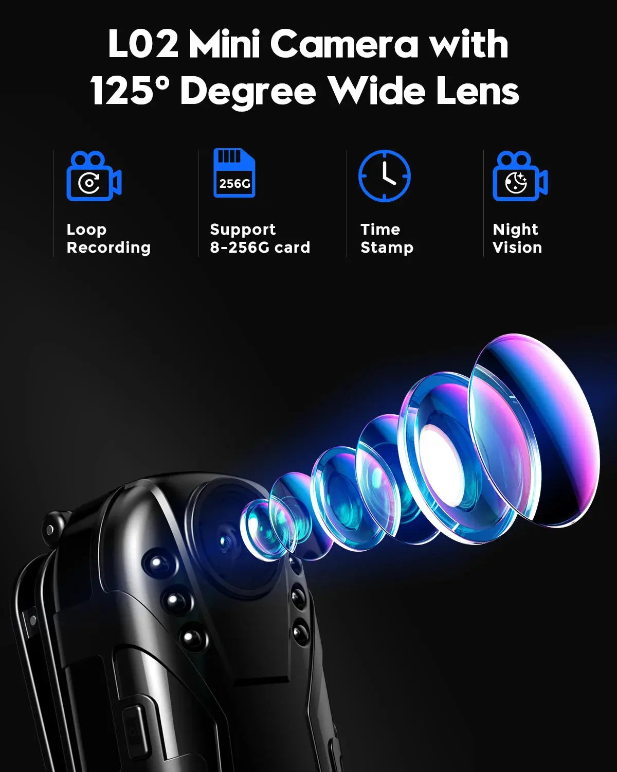 Boblov L02 1080P Infrared night vision Full HD Lens Mini Camera Dash Cam Small Camcorder 125 degrees wide angle Bodycam Police Spy-shop.com