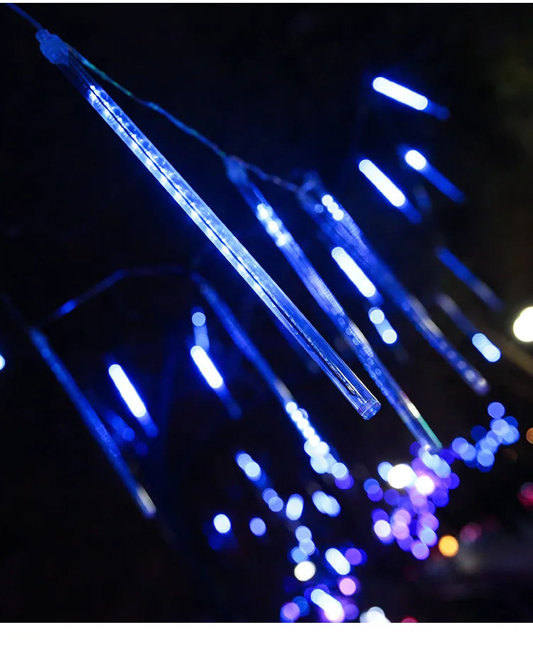 8 Tubes Meteor Shower Rain Led String Lights Street Garlands Christmas Tree Decorations for Outdoor New Year Fairy Garden Lights