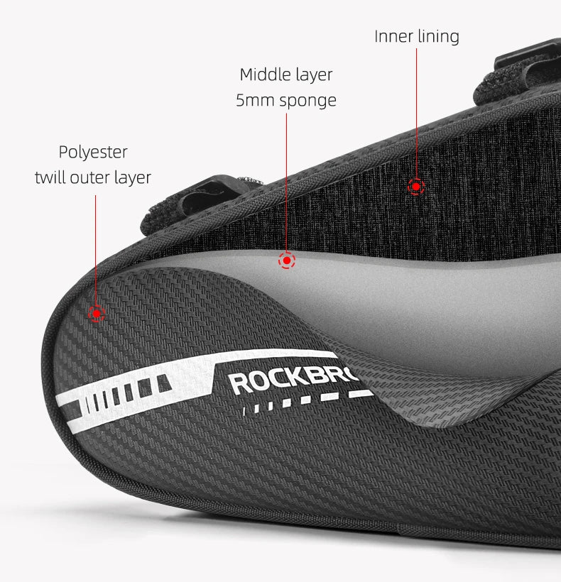 ROCKBROS 1.2L Bike Frame Triangle Bag Rainproof Reflective