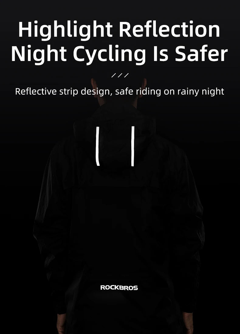 ROCKBROS Cycling Waterproof Jacket Men Breathable Reflective Hooded Raincoat Waterproof Outdoor Sport Windbreaker European Size