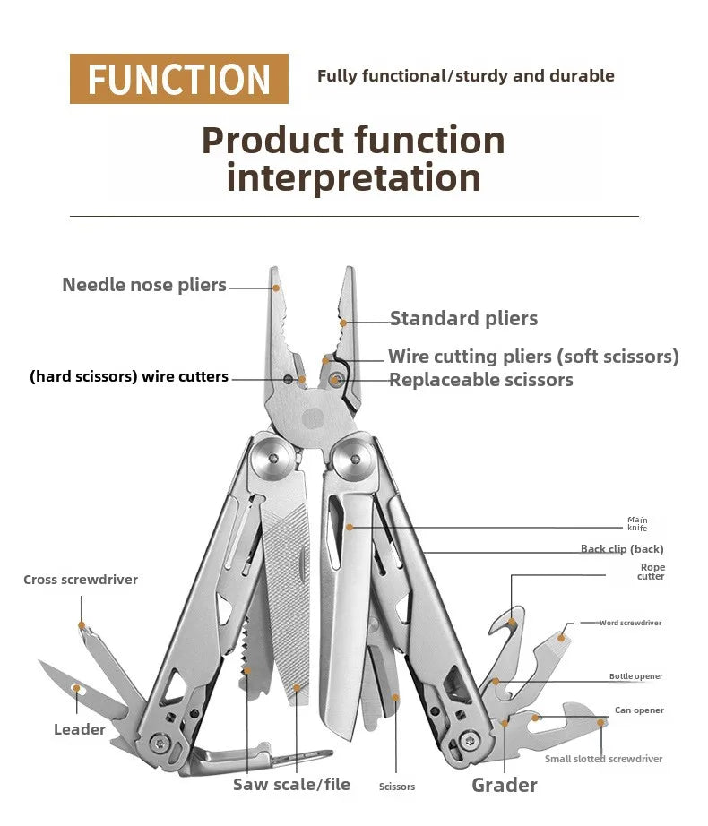 Folding Stainless-Steel Pliers Multitool