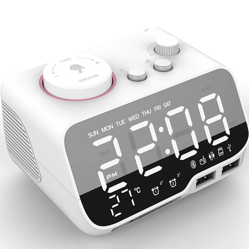 LED Alarm Clock Bluetooth Speaker with FM Radio & USB Charging