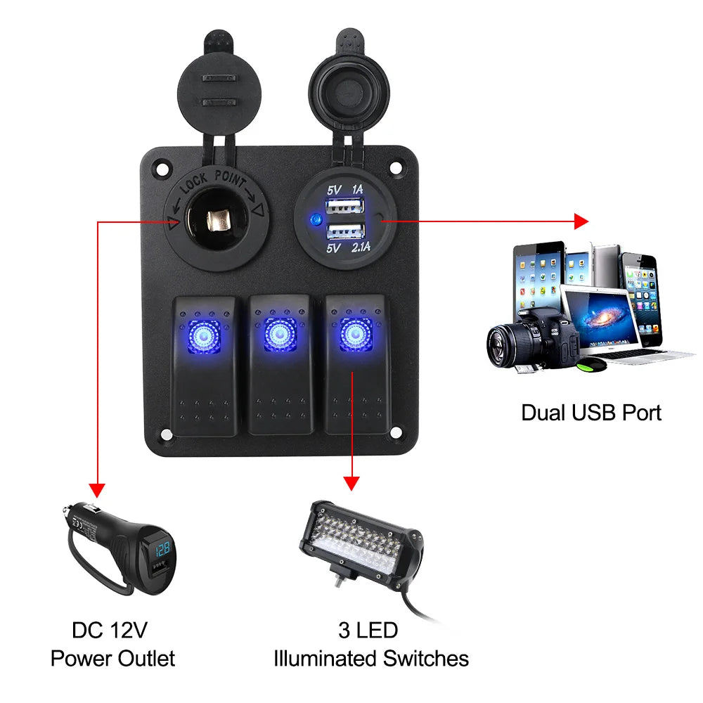 12/24 V Vehicle Switch Panel - Layout Options
