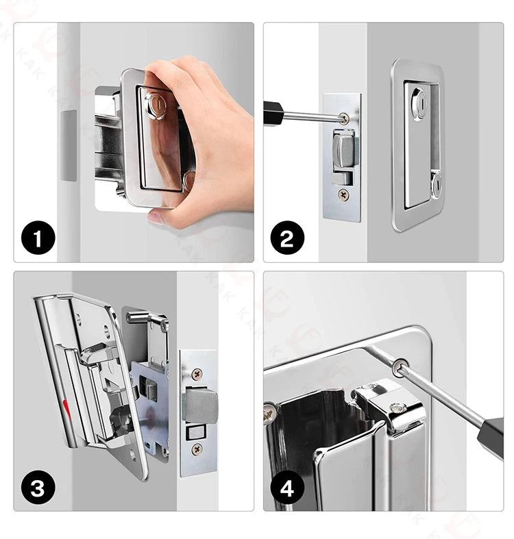 KAK RV Trailer Camper Entry Door Lock Handle Zinc Alloy Security RV Door Lock Replacement with Deadbolt Computer Key Door Handle