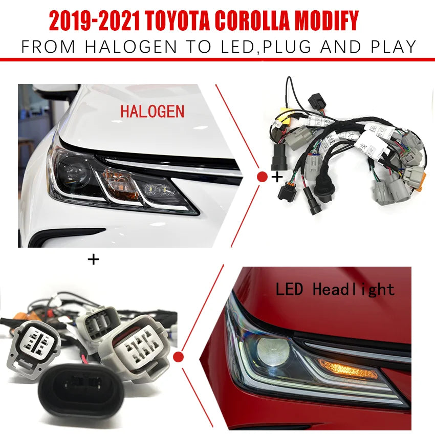 CZMOD Modification de phare de voiture Adaptateur de câblage spécial Fiche pour Toyota Corolla 2019-2021 Passage d’halogène à LED