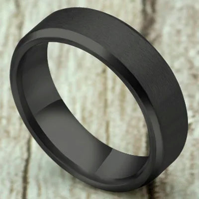 Men's Titanium Steel Ring – Classic Black Wedding Band