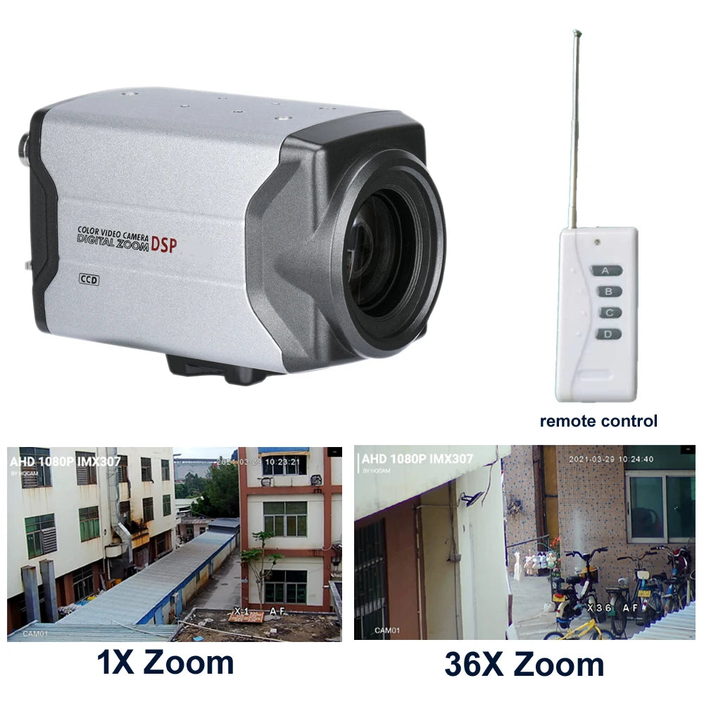 Caja de cámara CCTV HD con zoom óptico y control remoto