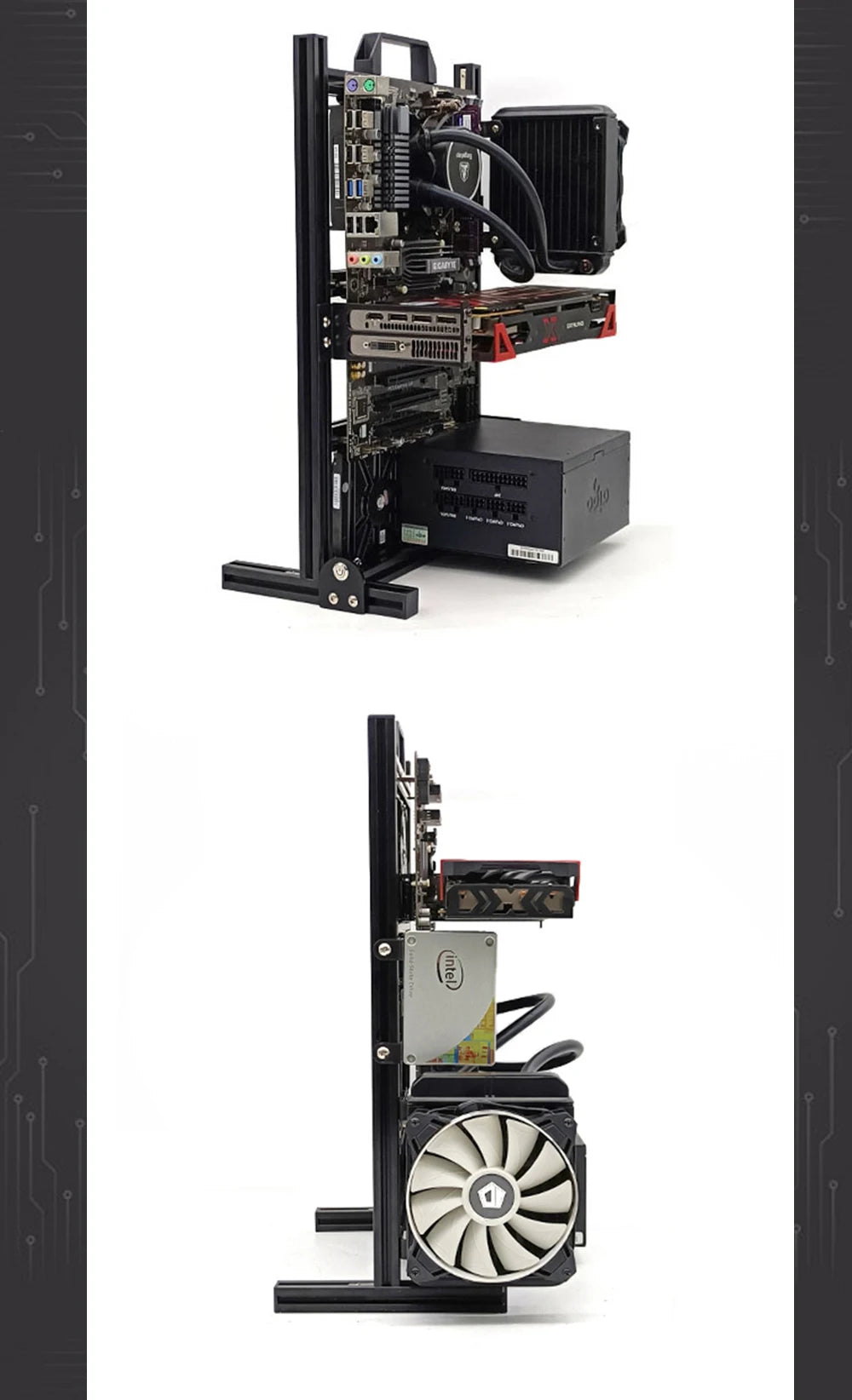 Open Frame Aluminum PC Case for ITX/MATX/ATX Builds