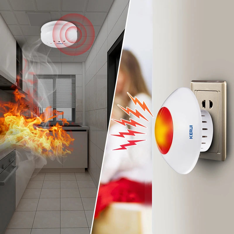 Wireless Indoor Siren Alarm Horn with Strobe Light