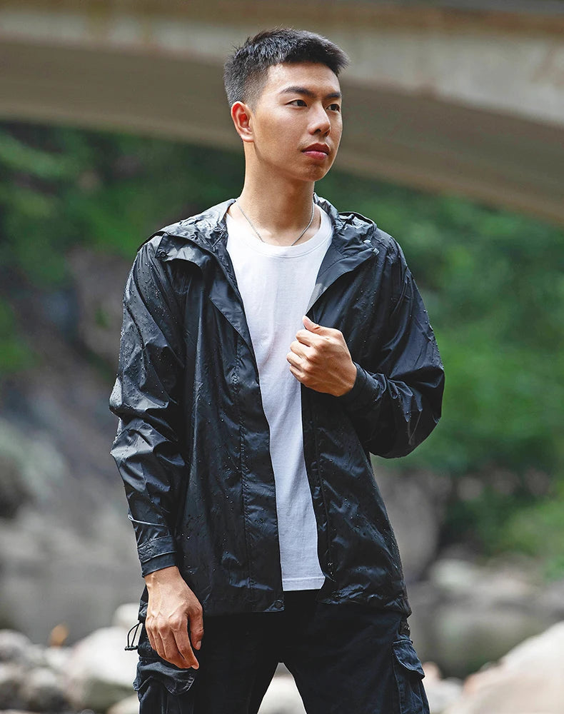 ROCKBROS Cycling Waterproof Jacket Men Breathable Reflective Hooded Raincoat Waterproof Outdoor Sport Windbreaker European Size