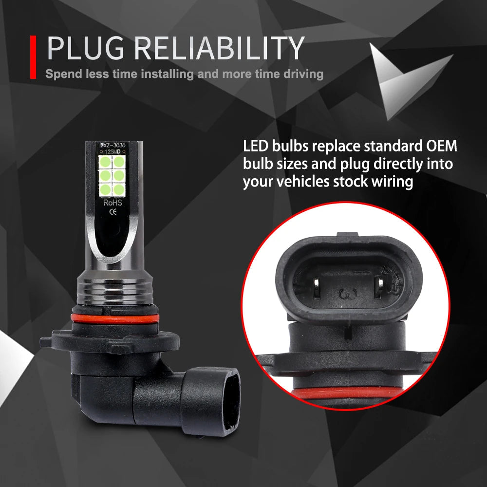 2Pcs H8 H11 LED Bulb H16 JP 9005 HB3 9006 HB4 Led Lamp Super Bright Car Fog Lights Day Driving Running Light 12V 24V 6000K White