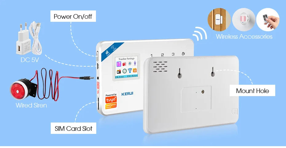 KERUI W181 Wireless WIFI Alarm System Door Sensor Phone APP Remote Control Smart Home Burglar Security Alarm Works with Tuya