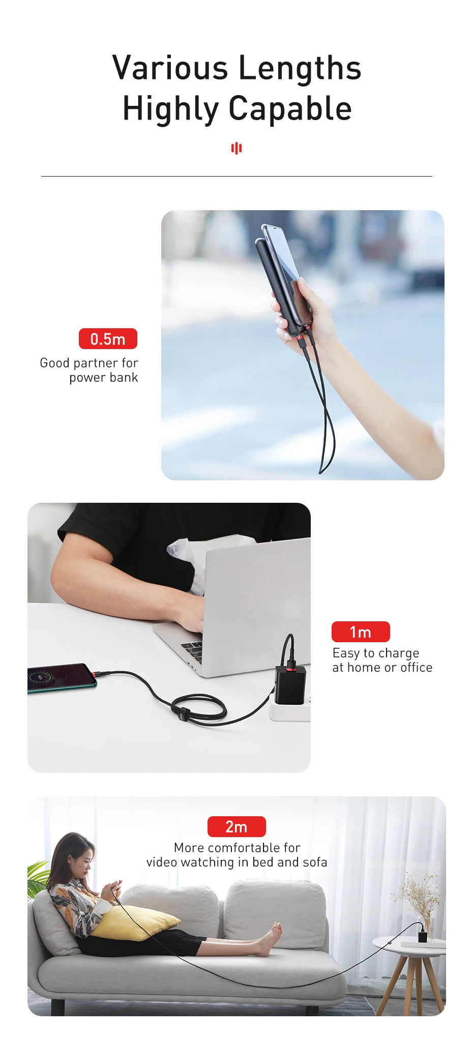 Baseus USB‑C Hızlı Şarj Kablosu Type‑C Cihazlar İçin