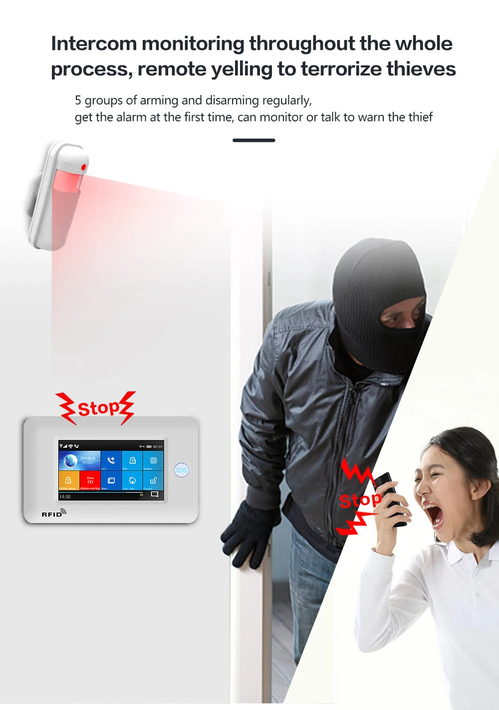 433MHz Touch Screen Wireless 2G 4G WIFI GSM RFID Card Burglar Alarm System Smart Home Security DIY Alarm TUYA Smart Life