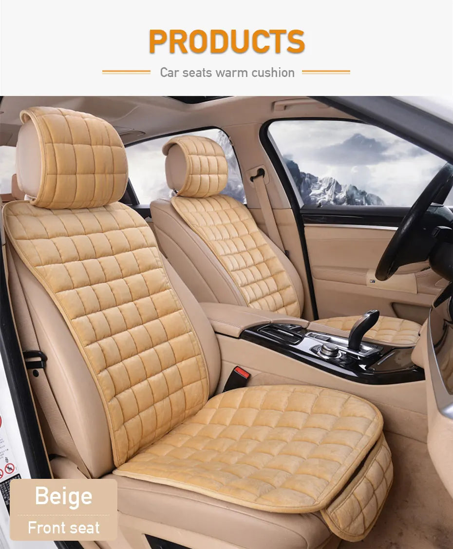 SEAMETAL Plush Car Seat Cover Soft Vehicle Seat Cushion with Backrest Pad Anti Scratch Chair Protector Universal for Sedan Suv