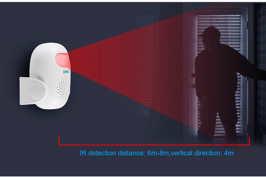 KERUI Wireless PIR Motion Sensor Alarm Welcome Chime Alarm Mode and Welcome Mode Infrared Motion Detector 11 Countries Language