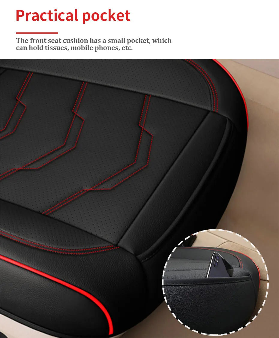 SEAMETAL Wrapped Car Seat Cover Anti Scratch Wear-Resistant Vehicle Seat Protector Cushion PU Leather Breathable Auto Chair Pad