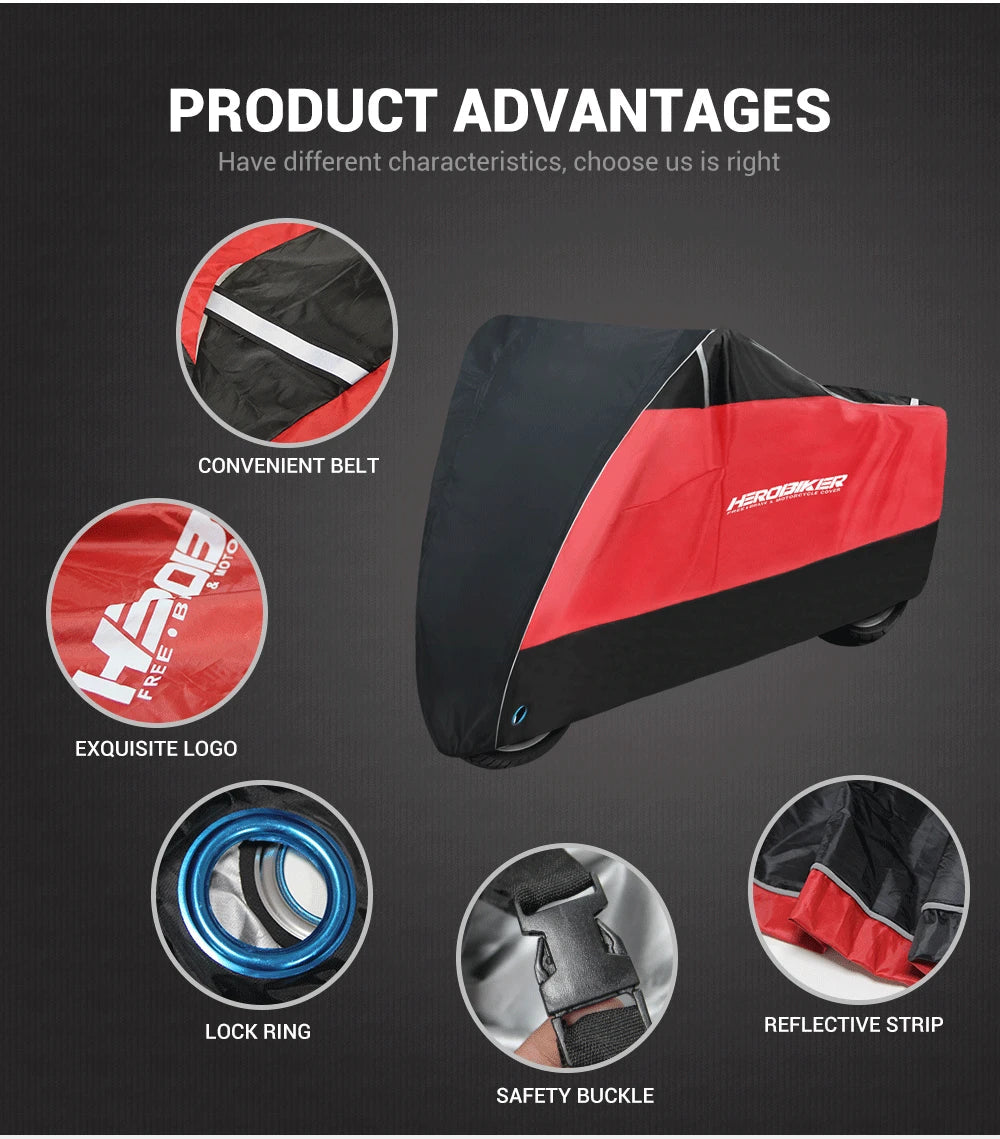 Motorcycle Cover Waterproof Moto Rain Cover Dustproof UV Protective Outdoor Indoor Motocross Scooter Motorbike Cover All Season