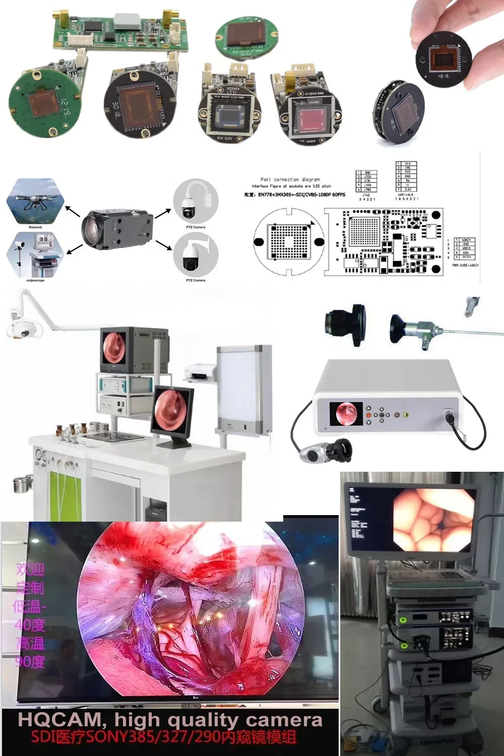 4K SDI Camera Module 2MP/4MP PCB-bord met kabel