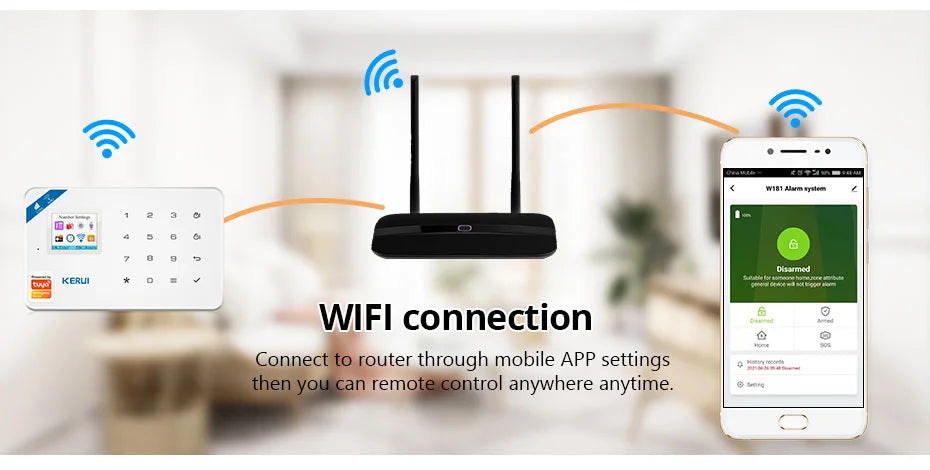 KERUI W181 Wireless WIFI Alarm System Door Sensor Phone APP Remote Control Smart Home Burglar Security Alarm Works with Tuya