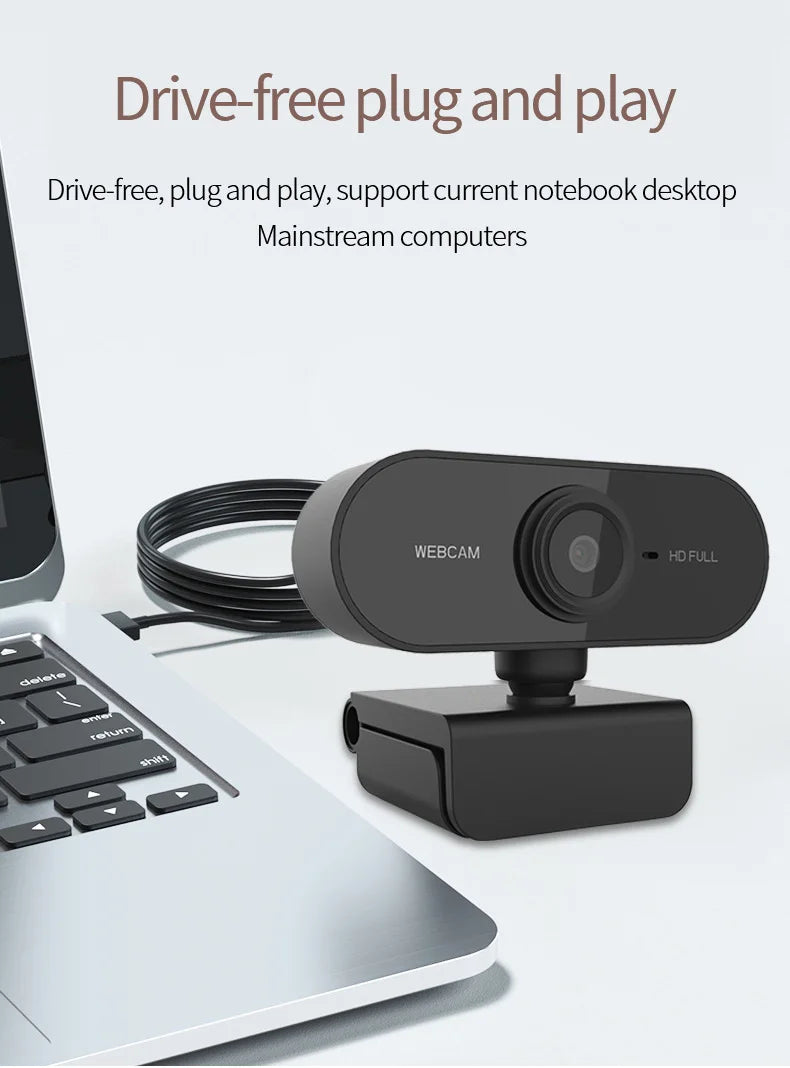 1080P HD Mini Webcam with Microphone USB Interface