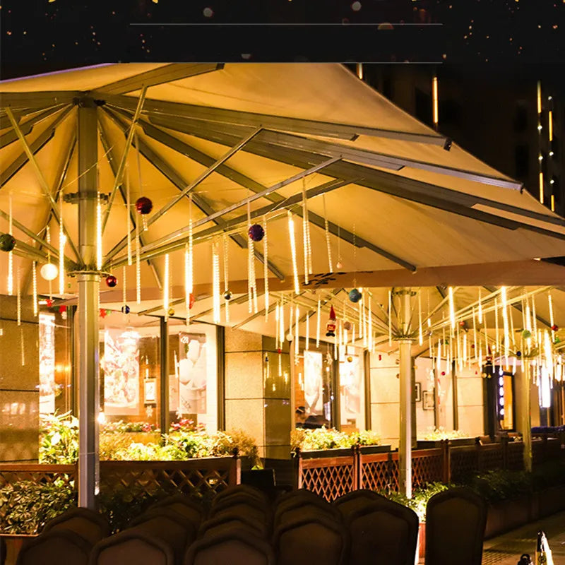 8 Tubes Meteor Shower Rain Led String Lights Street Garlands Christmas Tree Decorations for Outdoor New Year Fairy Garden Lights