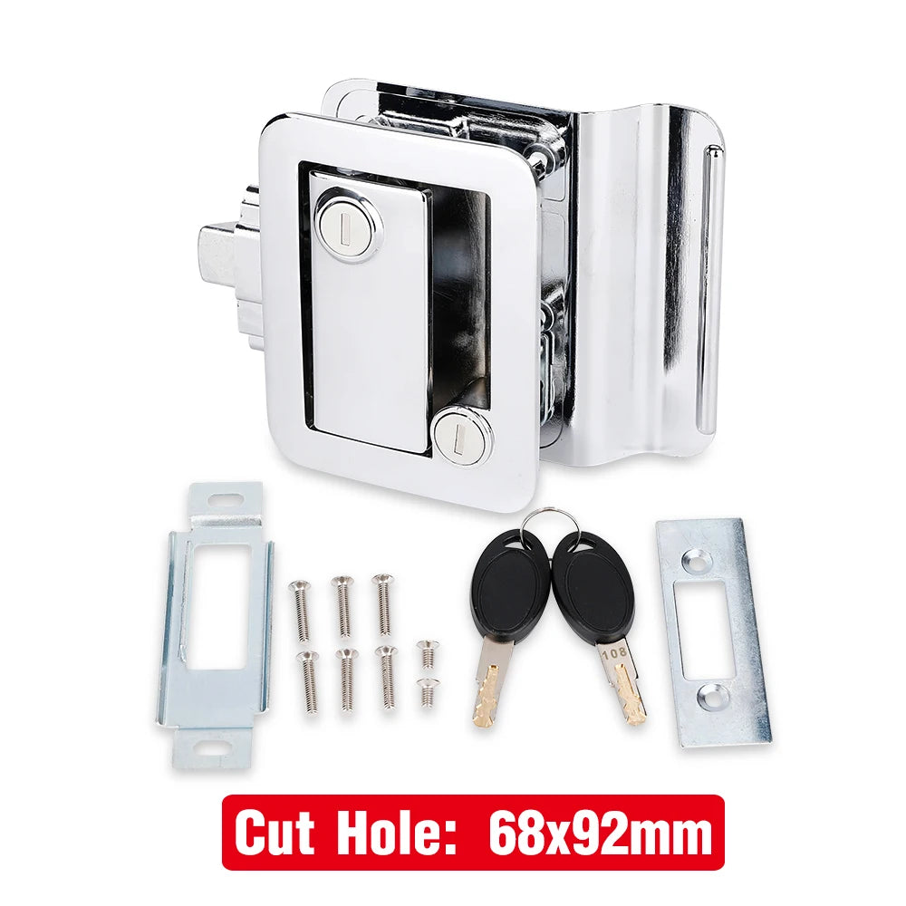 KAK RV Trailer Camper Entry Door Lock Handle Zinc Alloy Security RV Door Lock Replacement with Deadbolt Computer Key Door Handle