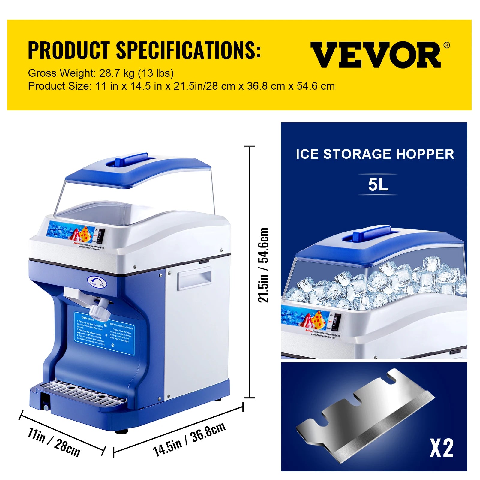 Electric Ice Shaver Machine with Adjustable Ice Fineness