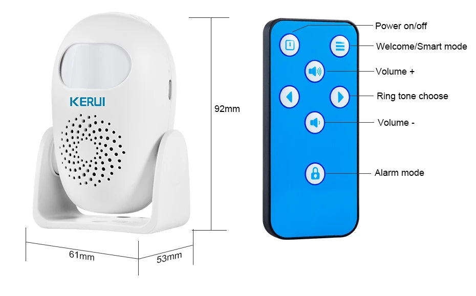 KERUI Wireless PIR Motion Sensor Alarm Welcome Chime Alarm Mode and Welcome Mode Infrared Motion Detector 11 Countries Language