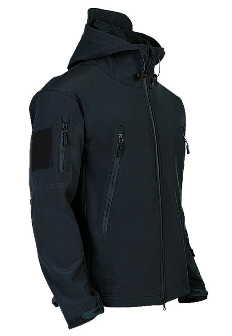 Men’s Tactical Waterproof Soft Shell Jacket with Hood – Windproof
