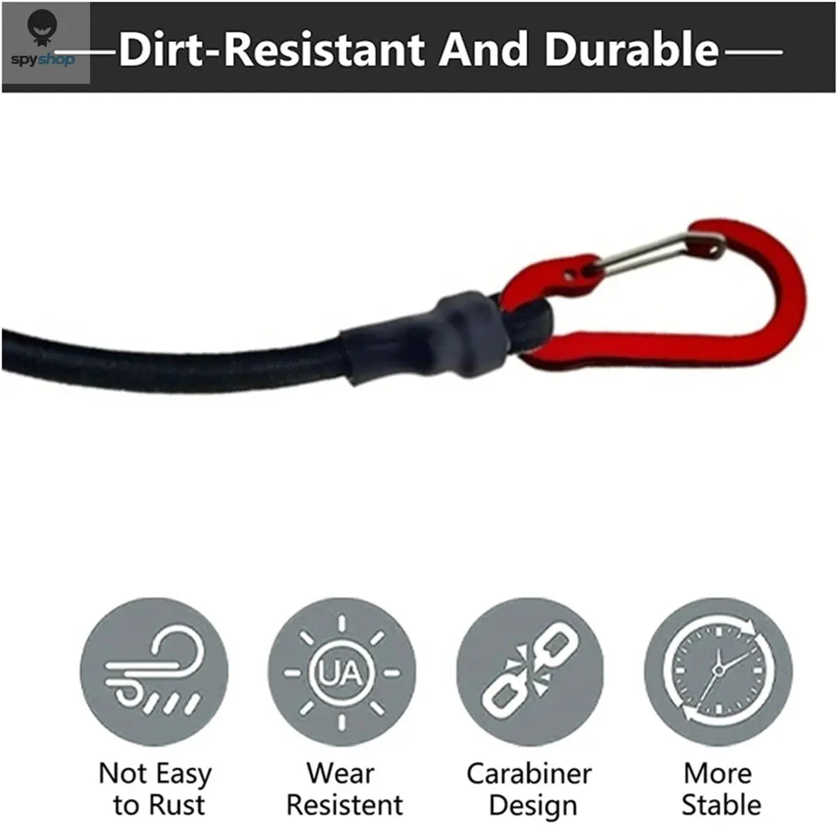 Heavy Duty Bungee Cord Elastic Tie Strap String Carabiner Hooks Kayak Cycling Luggage Packing Ropes Camping Accessories Spy-shop.com