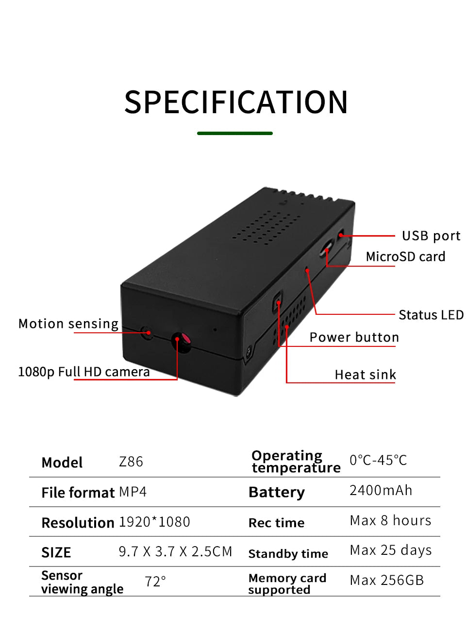 Z86 Car Video Recorder 1080P WiFi AP Life Lens through Glass Super Low Lux Mini DVR CCTV for X-Box Parking Monitoring wholesale