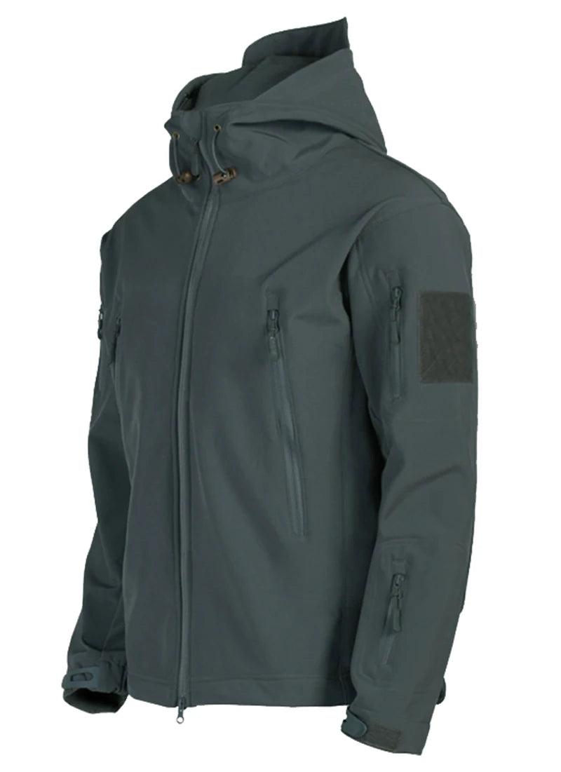 Men’s Tactical Waterproof Soft Shell Jacket with Hood – Windproof