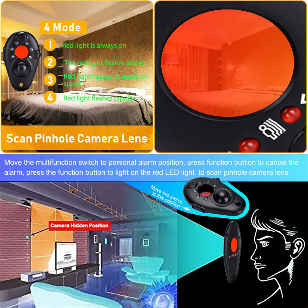 Portable Professional Anti-Spy RF Detector, Wireless Signals Scanner, GPS Tracker, Bug Finder, Hidden Camera, GSM Audio Devices