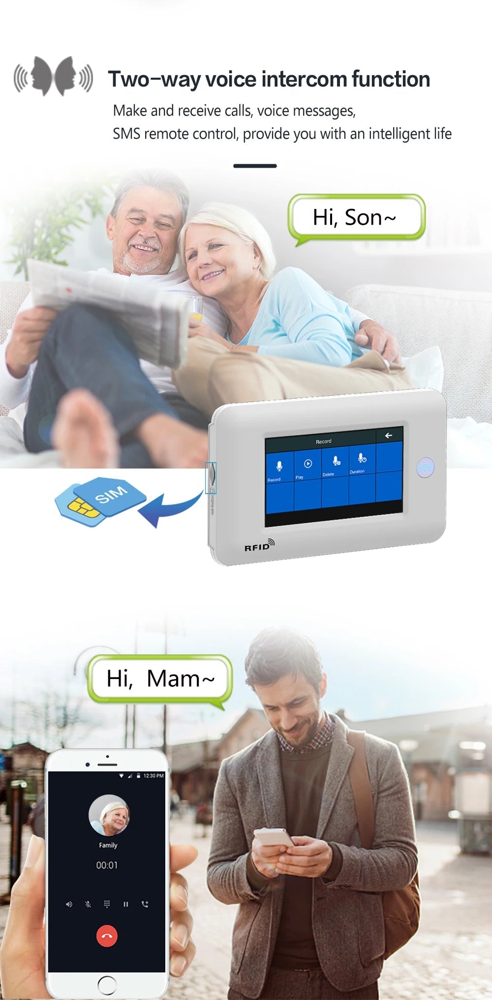 433MHz Touch Screen Wireless 2G 4G WIFI GSM RFID Card Burglar Alarm System Smart Home Security DIY Alarm TUYA Smart Life