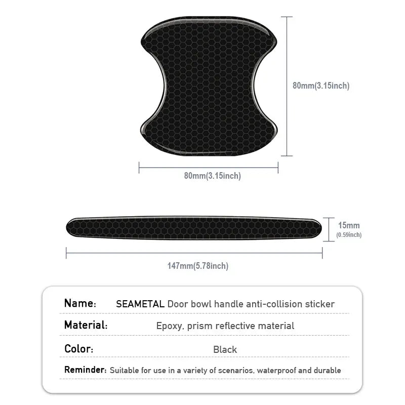 SEAMETAL Car Sticker Door Handle Protective Film with Reflective Trim Sticker Door Bowl Protector Anti-Scratch Protection Guard