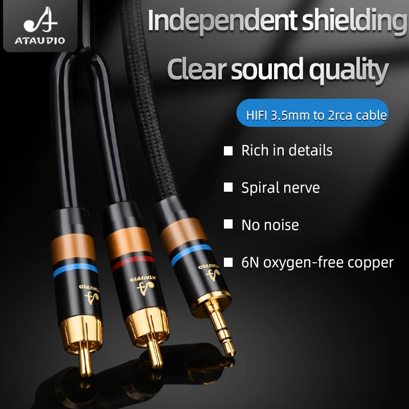 3.5 mm Stereo to Dual RCA Audio Lead