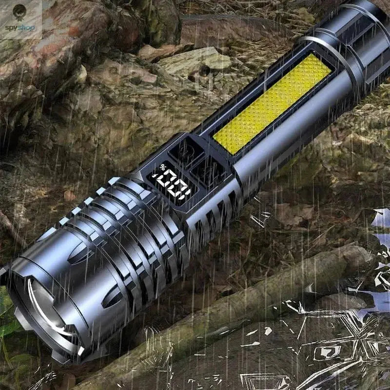 Heinast High Power LED Flashlight Powerful TYPE-C Rechargeable COB Flashlight With Side Light Torch For Outdoor Camping Hiking Spy-shop.com