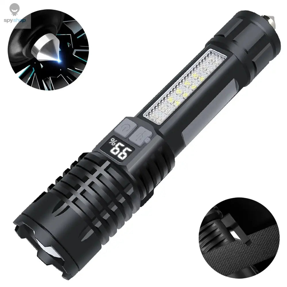 Heinast High Power LED Flashlight Powerful TYPE-C Rechargeable COB Flashlight With Side Light Torch For Outdoor Camping Hiking Spy-shop.com
