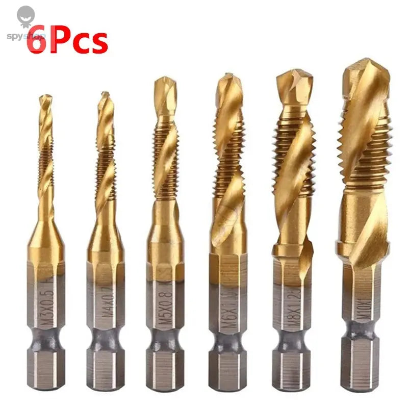 Hex Shank Titanium Plated HSS Screw Thread Metric Tap Drill Bits Screw Machine Compound Tap M3 M4 M5 M6 M8 M10 Hand Tools