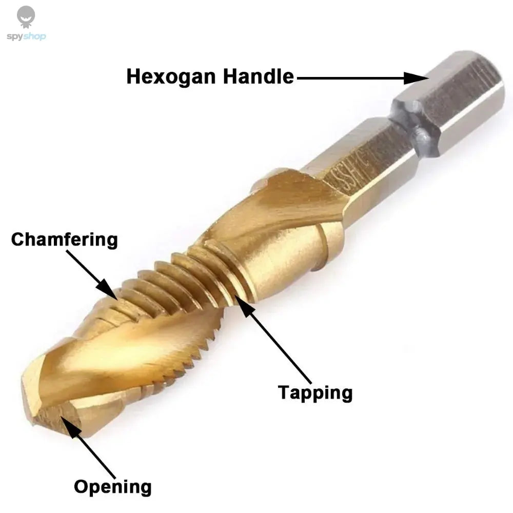 Hex Shank Titanium Plated HSS Screw Thread Metric Tap Drill Bits Screw Machine Compound Tap M3 M4 M5 M6 M8 M10 Hand Tools