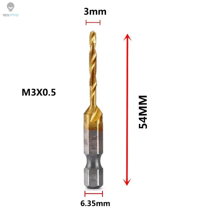 Hex Shank Titanium Plated HSS Screw Thread Metric Tap Drill Bits Screw Machine Compound Tap M3 M4 M5 M6 M8 M10 Hand Tools