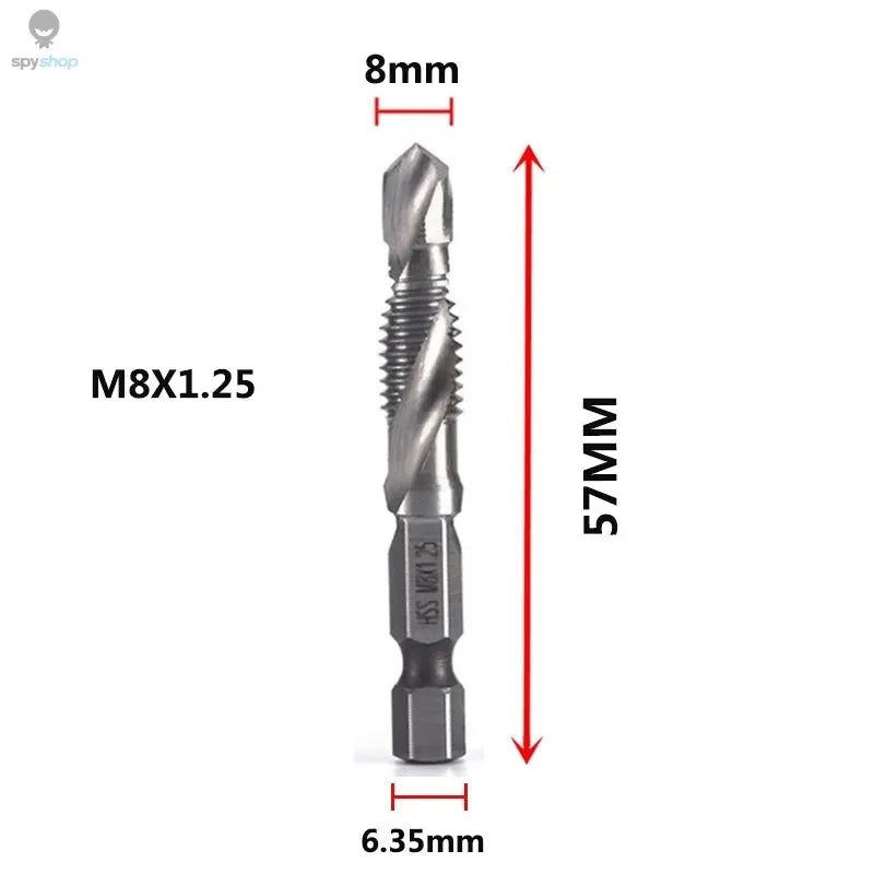 Hex Shank Titanium Plated HSS Screw Thread Metric Tap Drill Bits Screw Machine Compound Tap M3 M4 M5 M6 M8 M10 Hand Tools