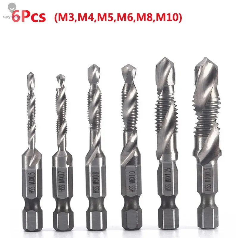Hex Shank Titanium Plated HSS Screw Thread Metric Tap Drill Bits Screw Machine Compound Tap M3 M4 M5 M6 M8 M10 Hand Tools