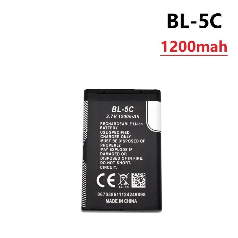 1Pcs 3.7V 1020mAh Battery BL-5C BL5C BL 5C Rechargeable Batteries For Nokia 2112 2118 2255 2270 2280 2300 2600 2610 3125 3230